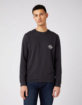 WRANGLER LS BIKER TEE MĘSKA KOSZULKA Z DŁUGIM RĘKAWEM FADED BLACK W7K5D3XV6 112141569